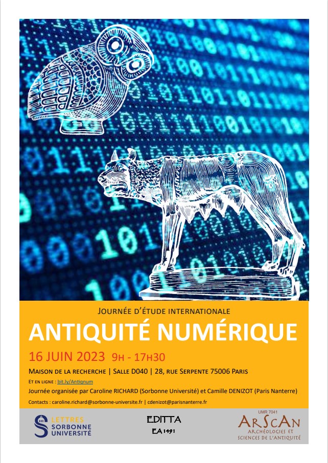 Journée d’études “Antiquité numérique”, vendredi 16 juin, Maison de la Recherche (Paris)