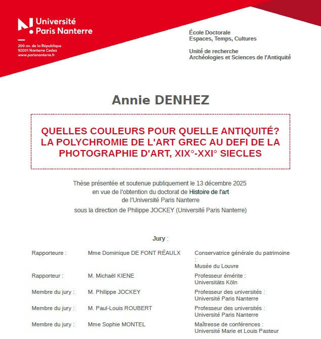Soutenance de Thèse d’Annie-Dominique Denhez, Université Paris Nanterre