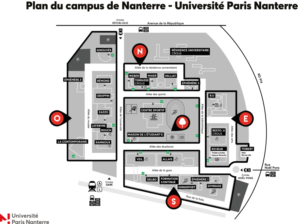 Plan du Campus de l'université Paris Nanterre (UPN)